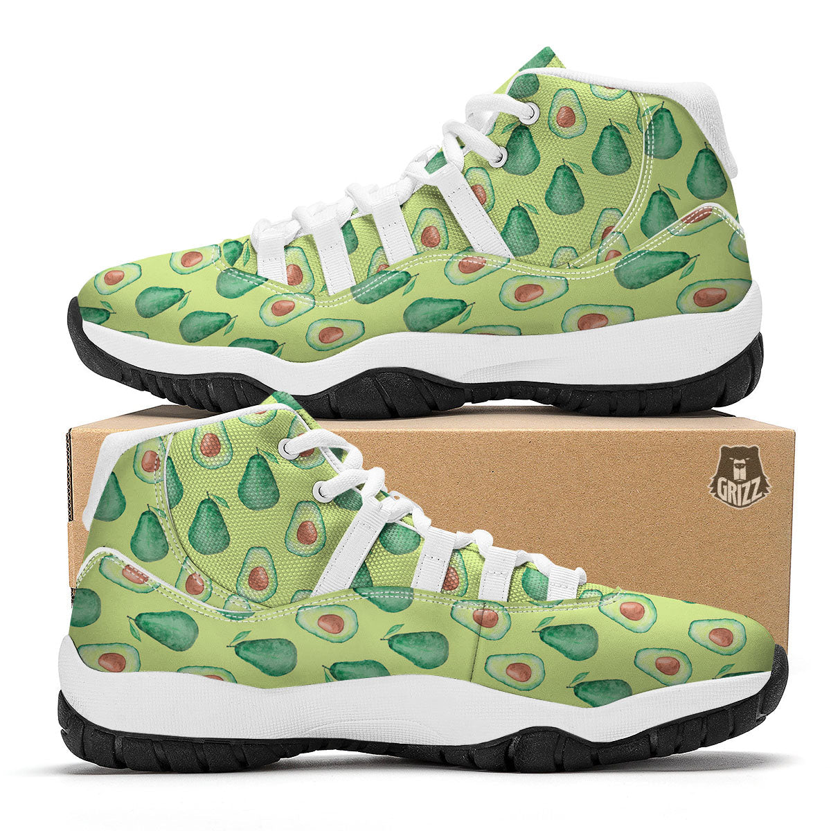 Avocado Doodle White Bball Shoes-grizzshop