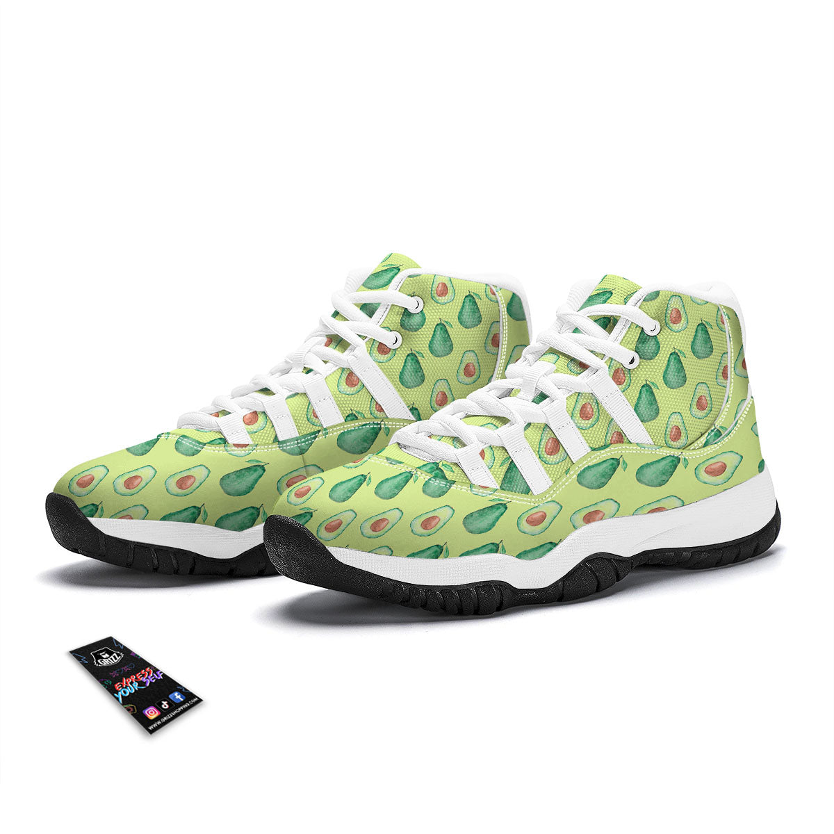 Avocado Doodle White Bball Shoes-grizzshop