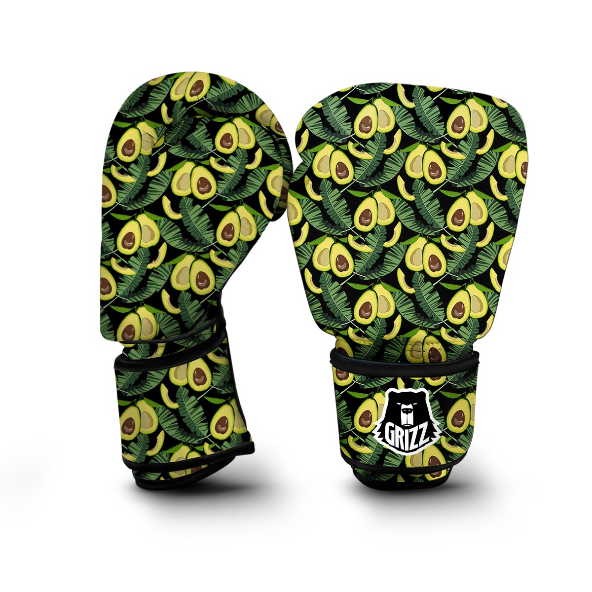 Avocado Floral Palm Leaves Pattern Print Boxing Gloves-grizzshop