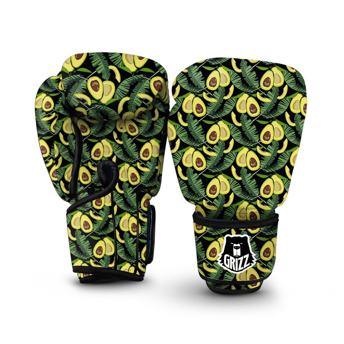 Avocado Floral Palm Leaves Pattern Print Boxing Gloves-grizzshop
