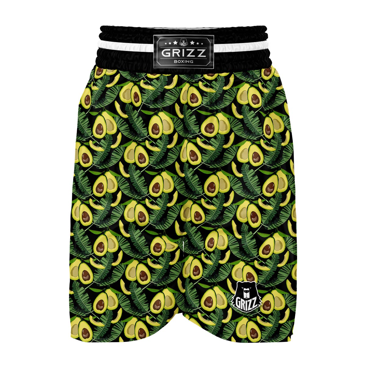 Avocado Floral Palm Leaves Pattern Print Boxing Shorts-grizzshop