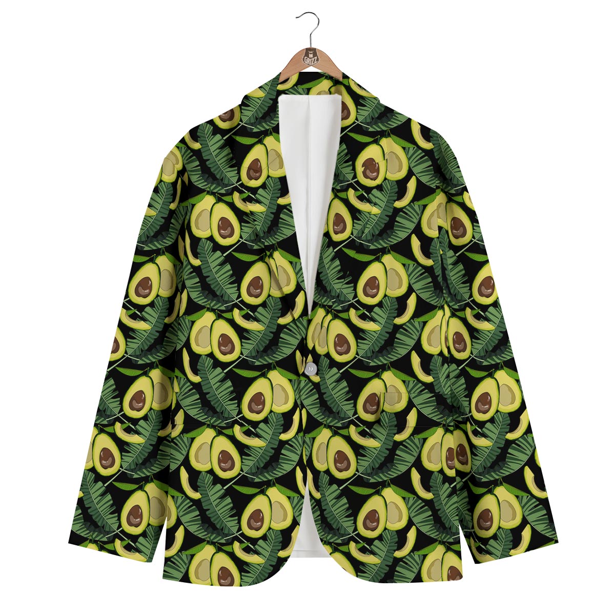 Avocado Floral Palm Leaves Pattern Print Men's Blazer-grizzshop