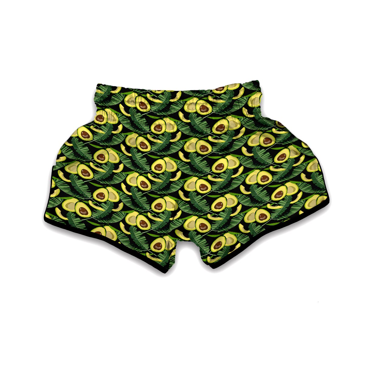 Avocado Floral Palm Leaves Pattern Print Muay Thai Boxing Shorts-grizzshop