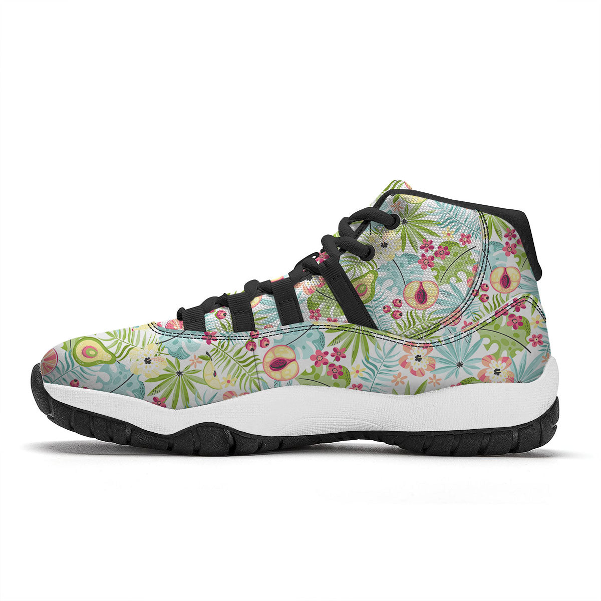 Avocado Fruit Print Black Bball Shoes-grizzshop