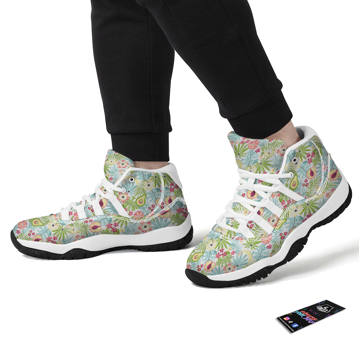 Avocado Fruit Print White Bball Shoes-grizzshop