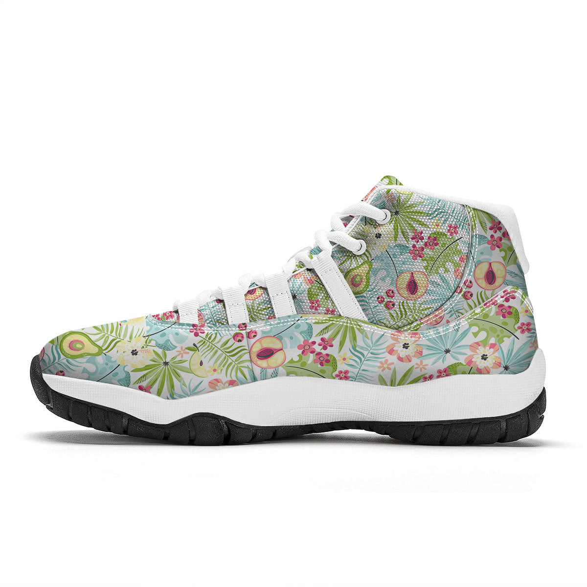 Avocado Fruit Print White Bball Shoes-grizzshop