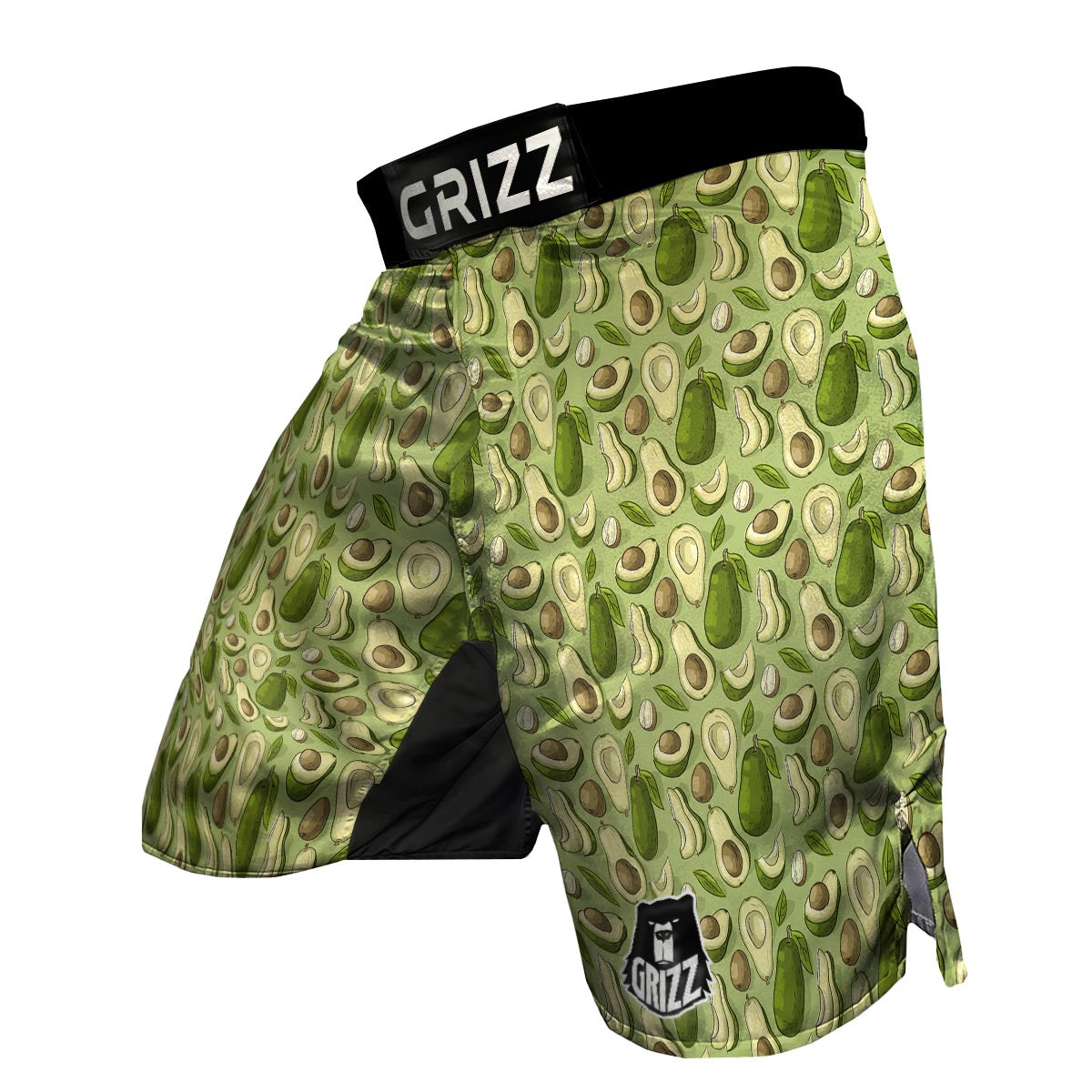 Avocado Green Pattern Print MMA Shorts-grizzshop