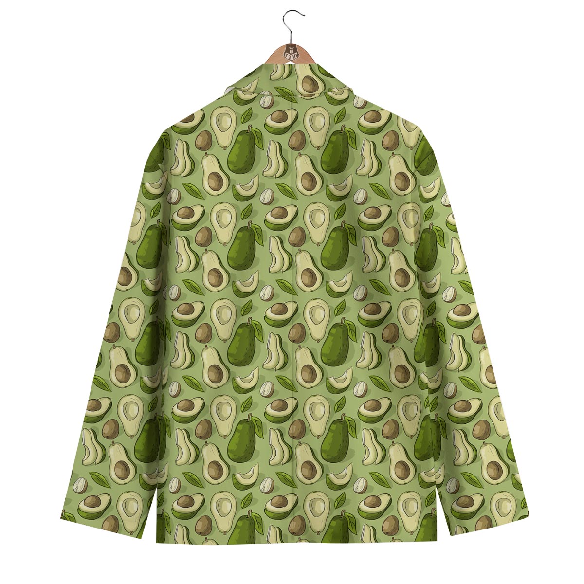 Avocado Green Pattern Print Men's Blazer-grizzshop