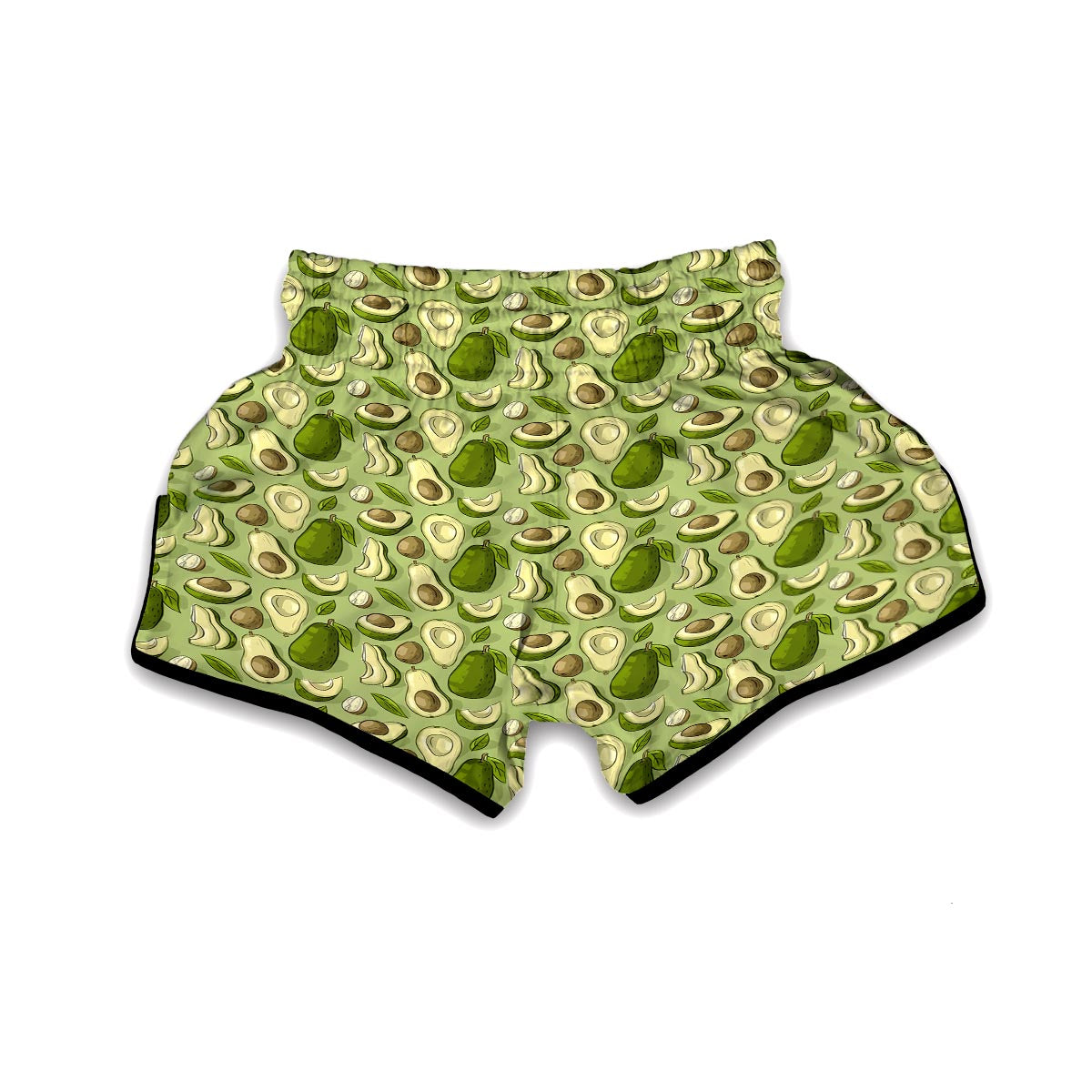 Avocado Green Pattern Print Muay Thai Boxing Shorts-grizzshop