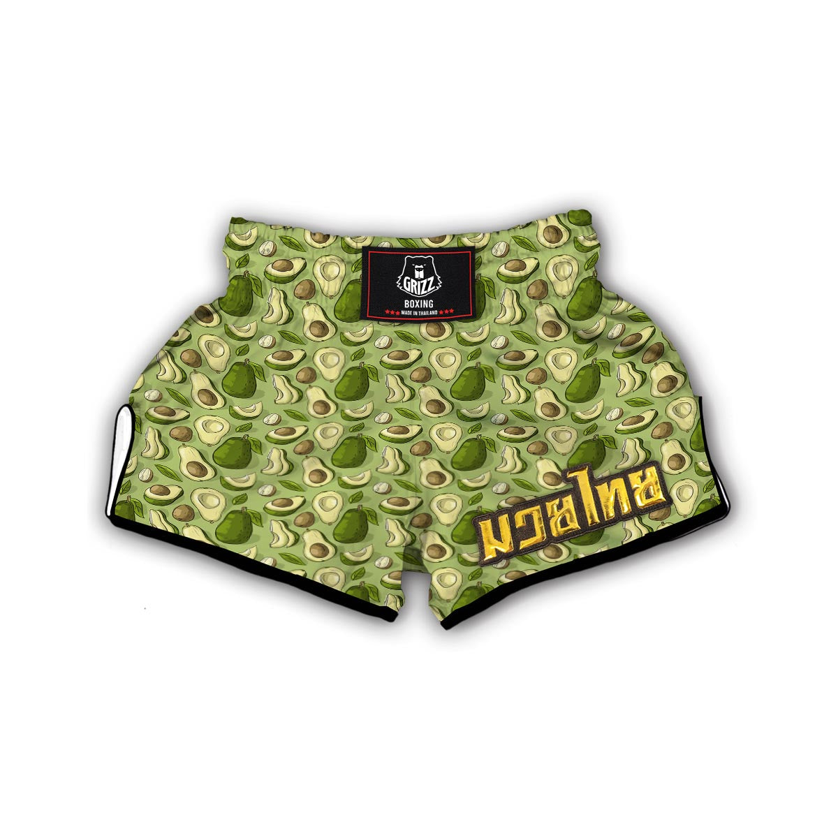 Avocado Green Pattern Print Muay Thai Boxing Shorts-grizzshop