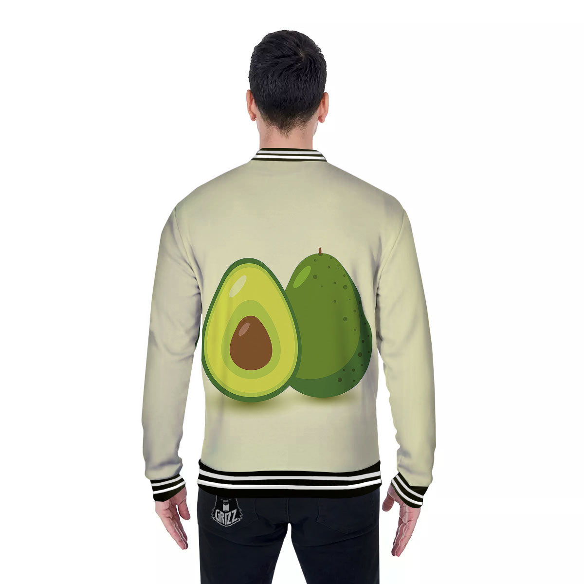 Avocado Green Print Baseball Jacket-grizzshop