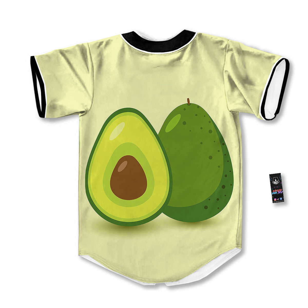 Avocado Green Print Baseball Jersey-grizzshop