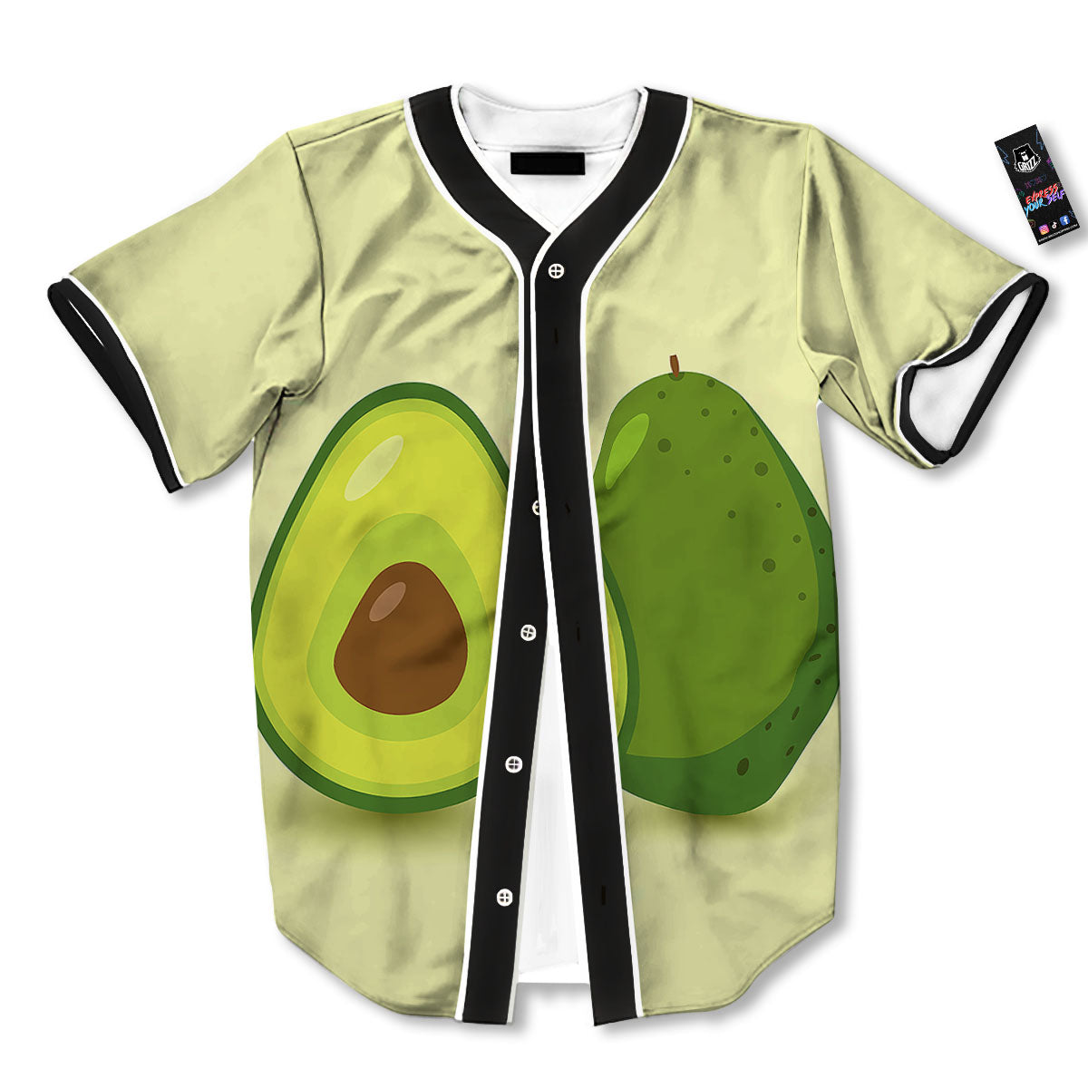 Avocado Green Print Baseball Jersey-grizzshop