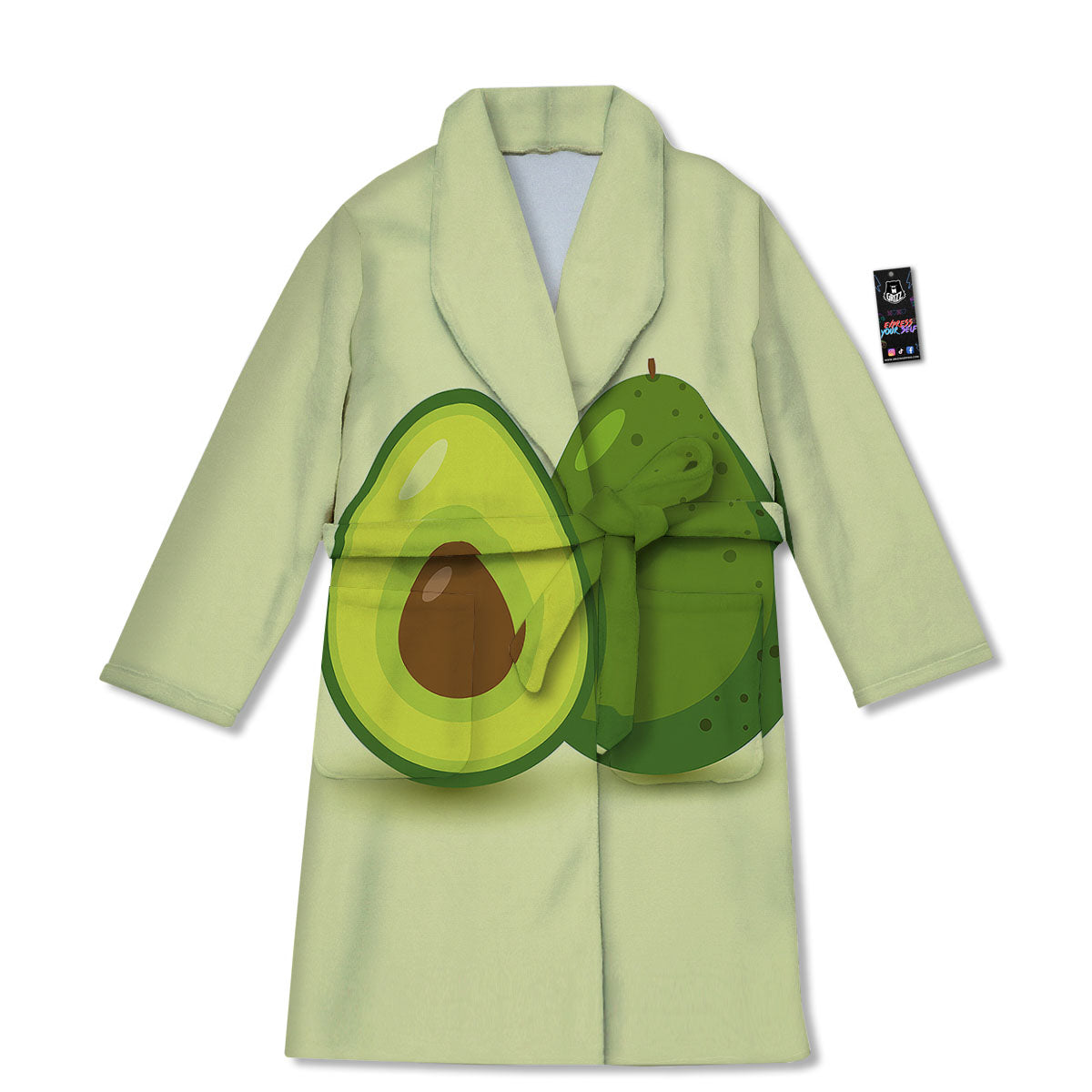 Avocado Green Print Bathrobe-grizzshop