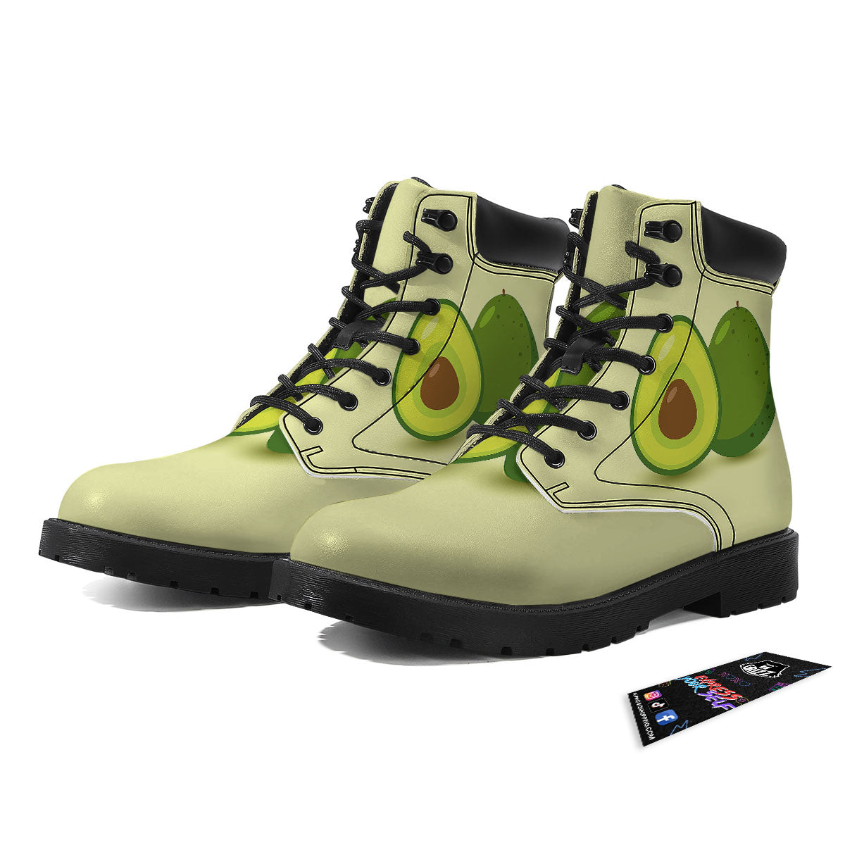 Avocado Green Print Boots-grizzshop