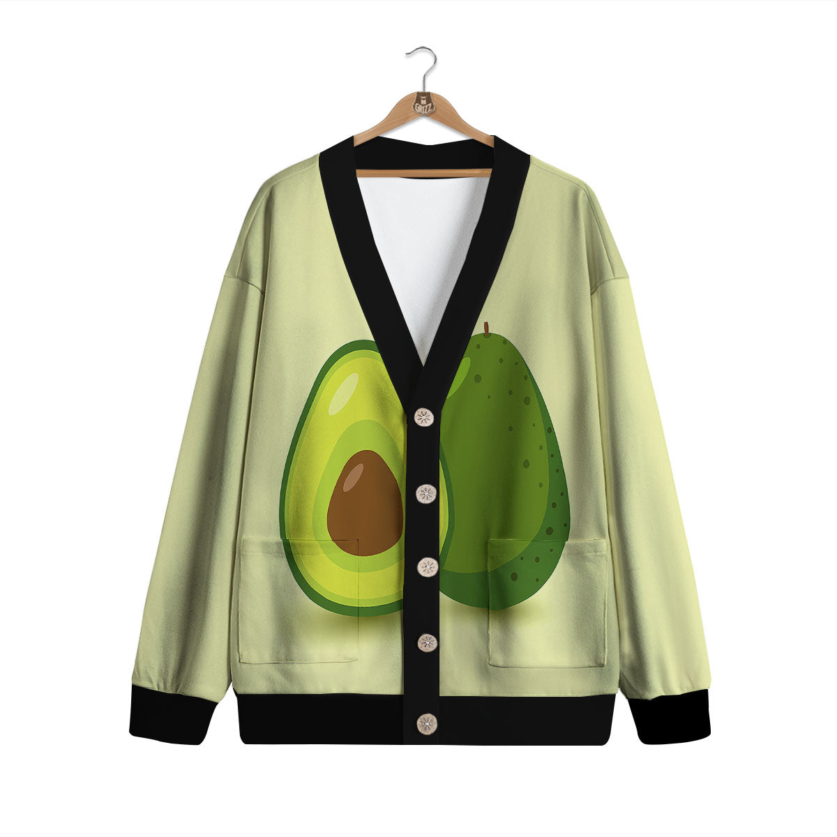 Avocado Green Print Cardigan-grizzshop