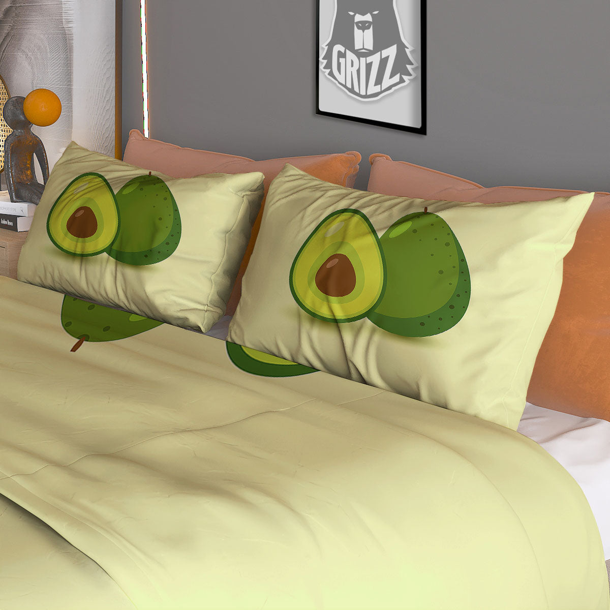 Avocado Green Print Duvet Cover Bedding Set