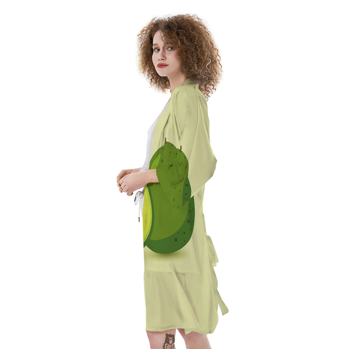 Avocado Green Print Kimono-grizzshop