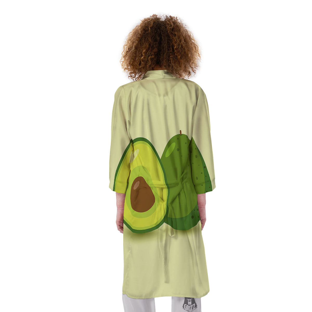 Avocado Green Print Kimono-grizzshop