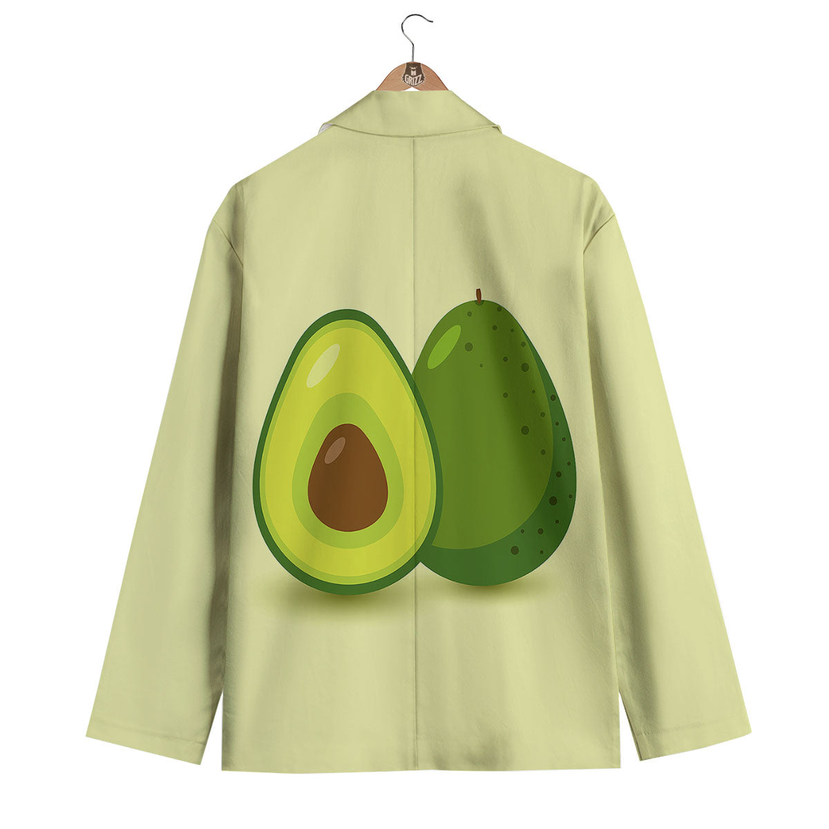 Avocado Green Print Men's Blazer-grizzshop