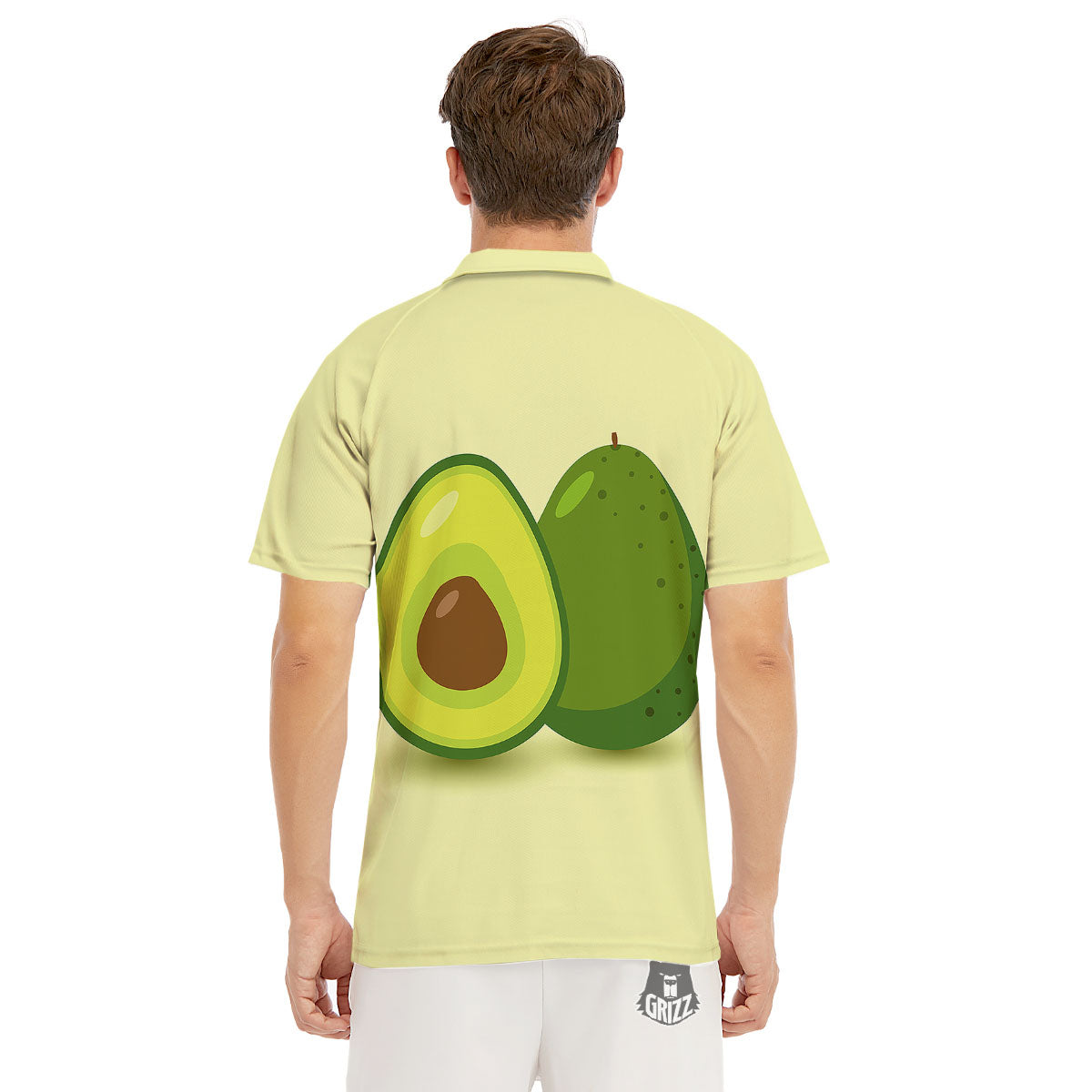 Avocado Green Print Men's Golf Shirts-grizzshop