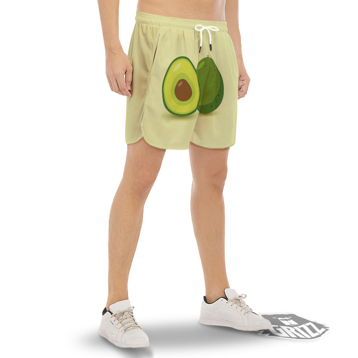 Avocado Green Print Men's Gym Shorts-grizzshop