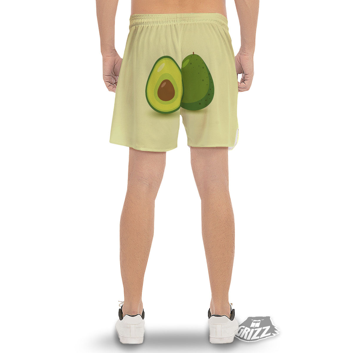 Avocado Green Print Men's Gym Shorts-grizzshop