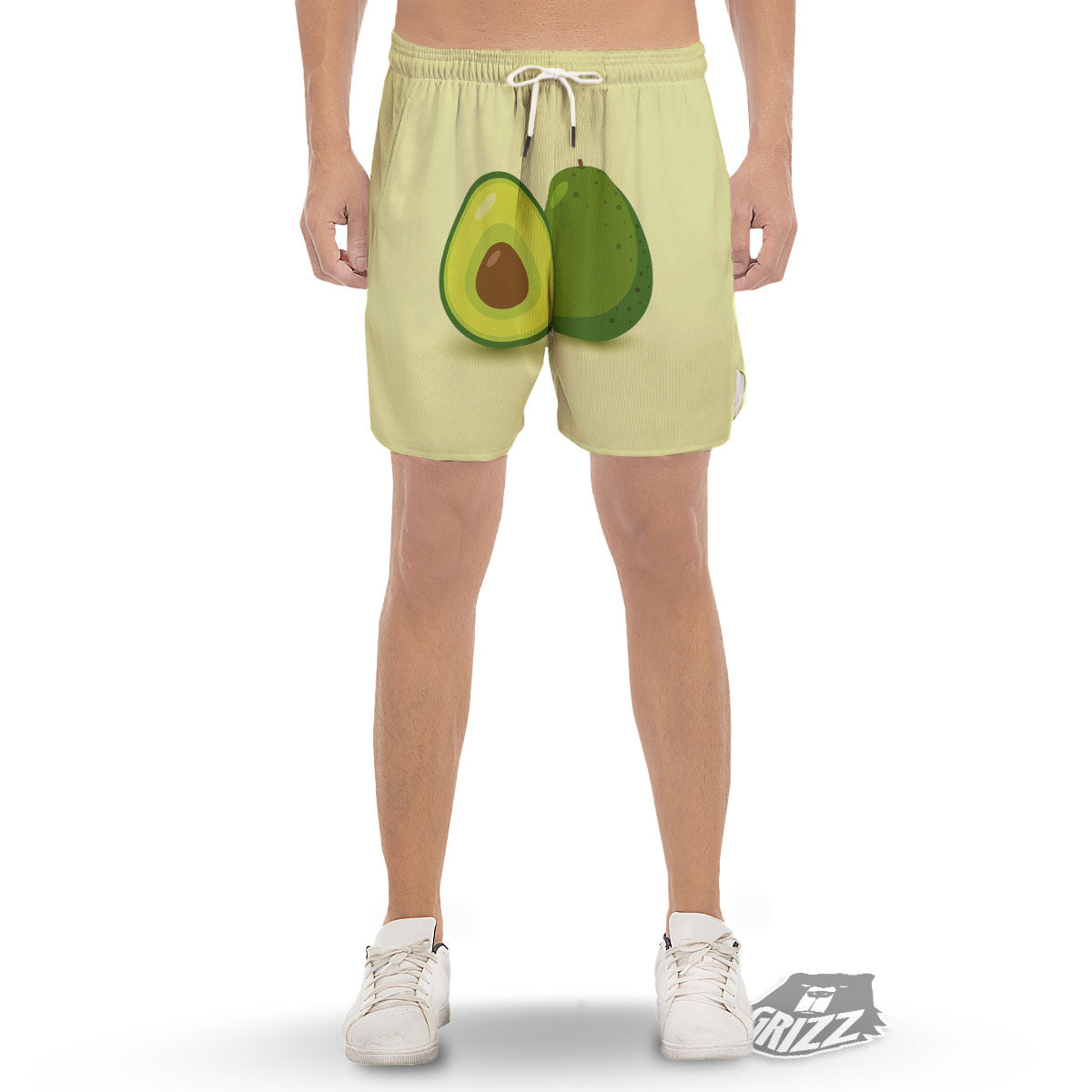 Avocado Green Print Men's Gym Shorts-grizzshop
