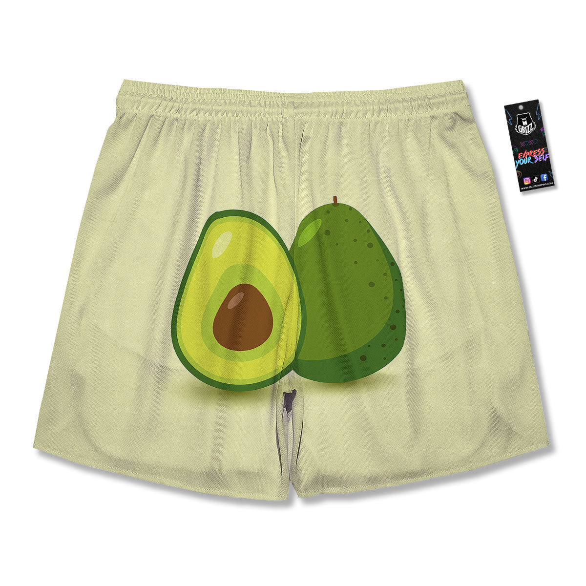 Avocado Green Print Men's Running Shorts-grizzshop