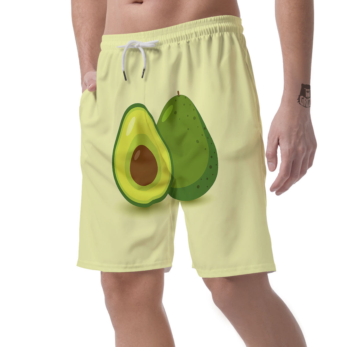 Avocado Green Print Men's Shorts-grizzshop
