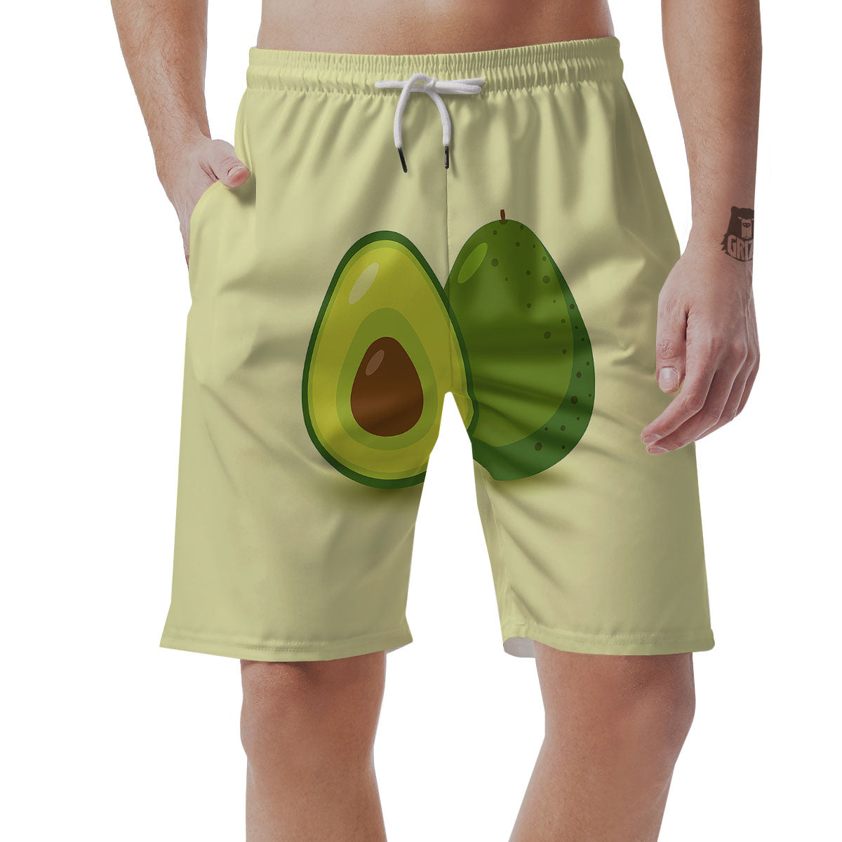 Avocado Green Print Men's Shorts-grizzshop