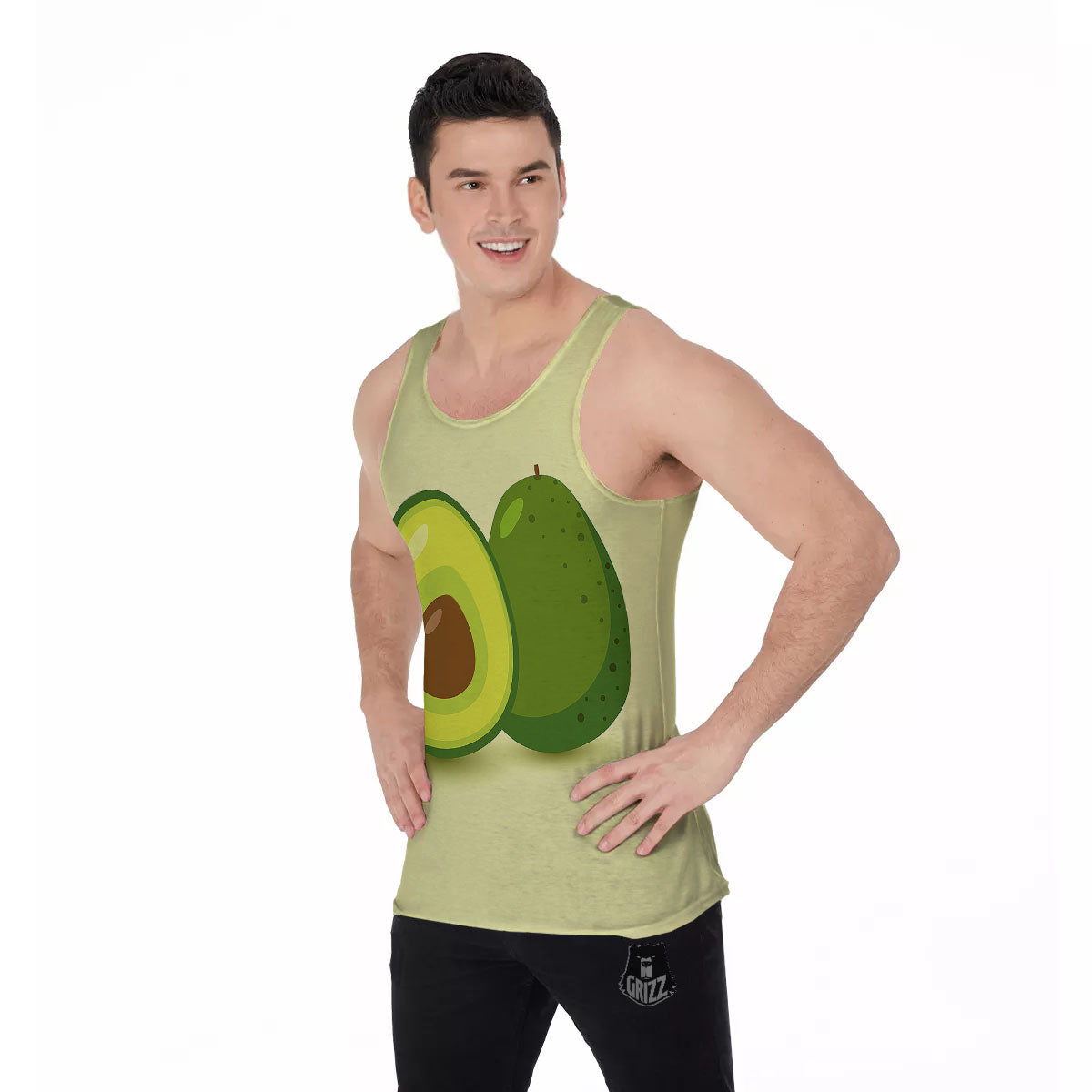 Avocado Green Print Men's Tank Top-grizzshop