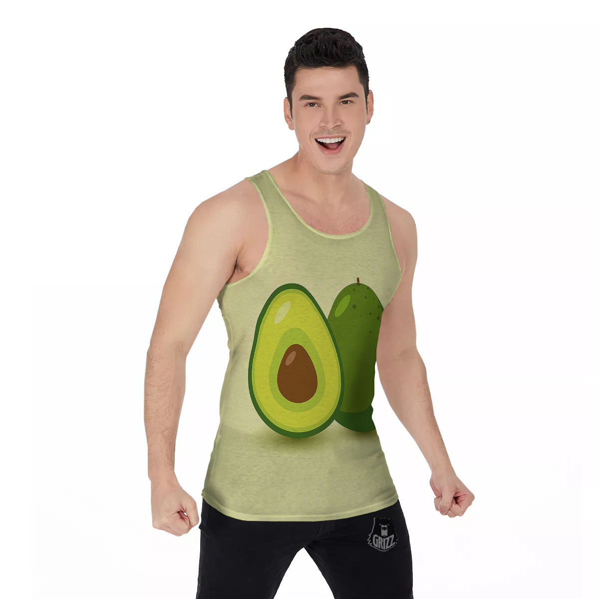 Avocado Green Print Men's Tank Top-grizzshop
