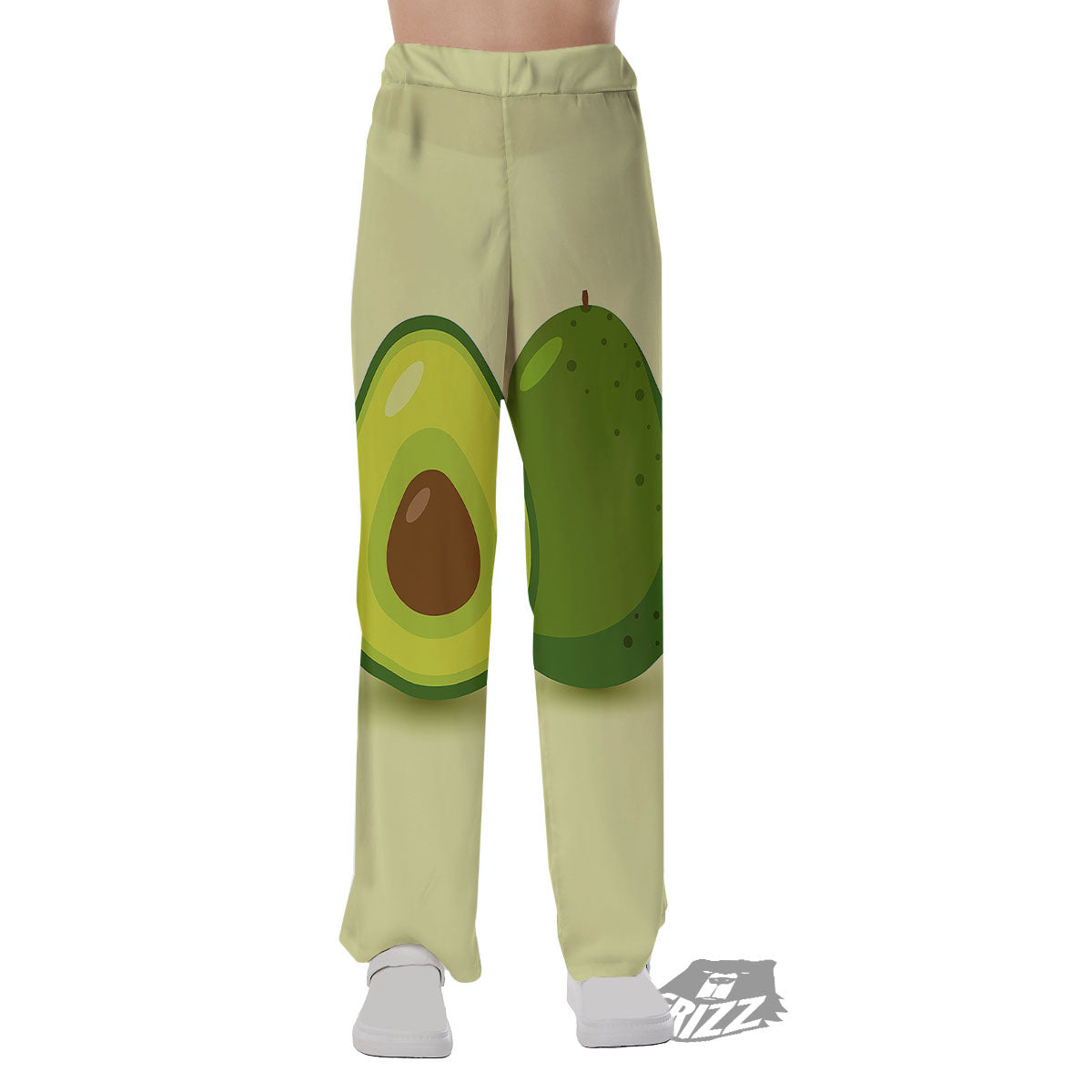 Avocado Green Print Pajama Pants-grizzshop