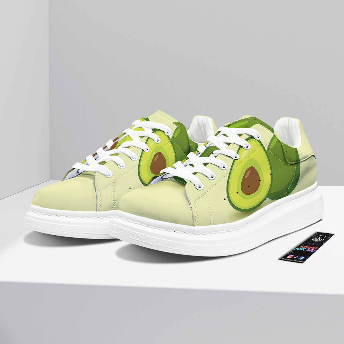 Avocado Green Print Platform Shoes-grizzshop
