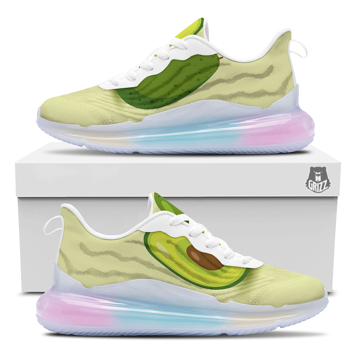 Avocado Green Print Running Sneakers-grizzshop