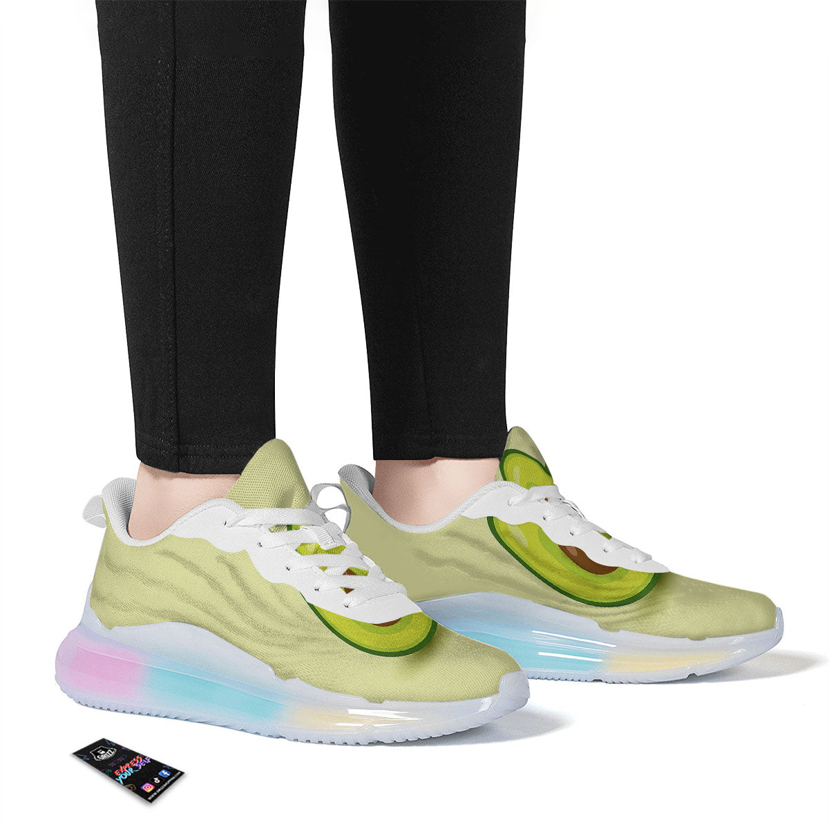 Avocado Green Print Running Sneakers-grizzshop