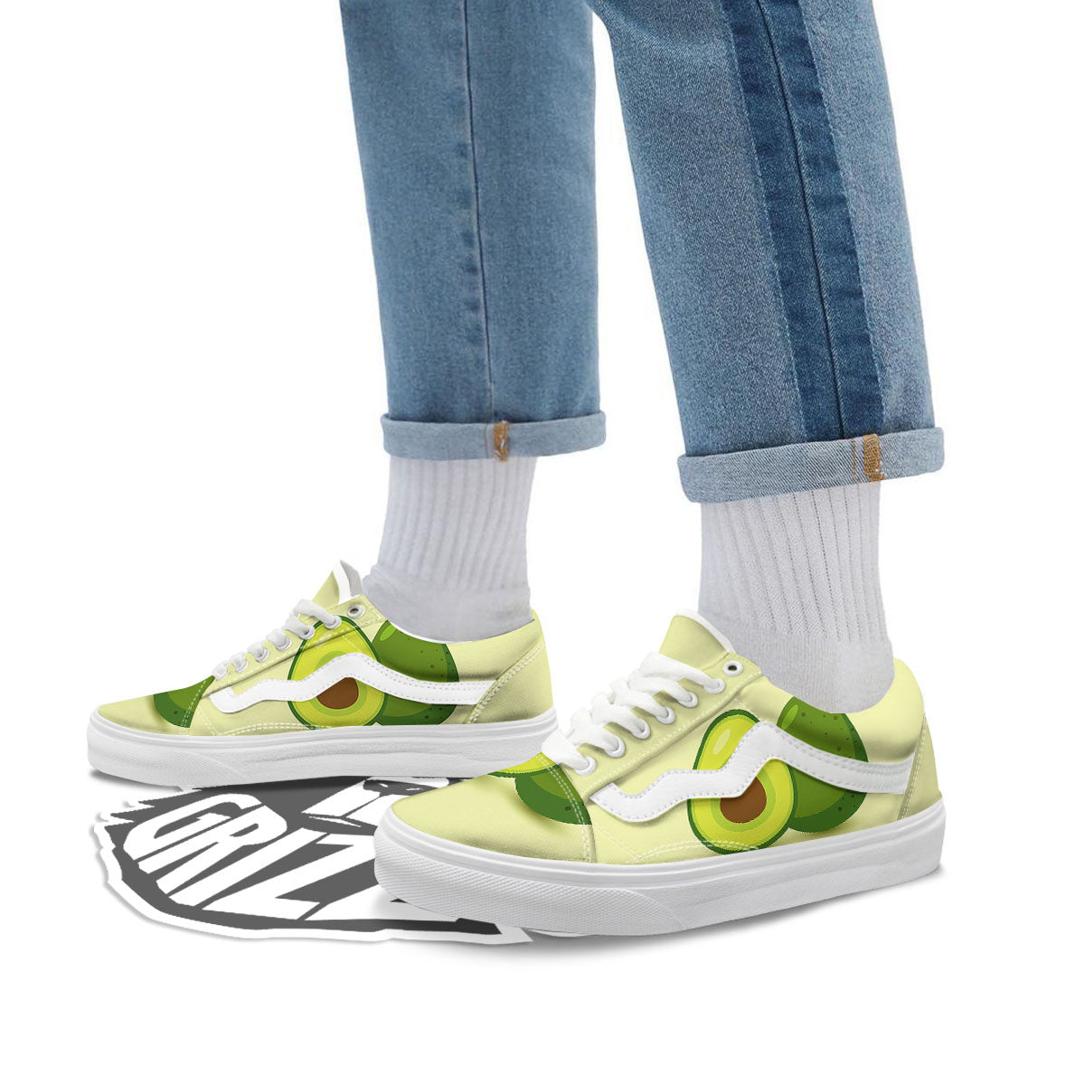 Avocado Green Print Skate Shoes-grizzshop