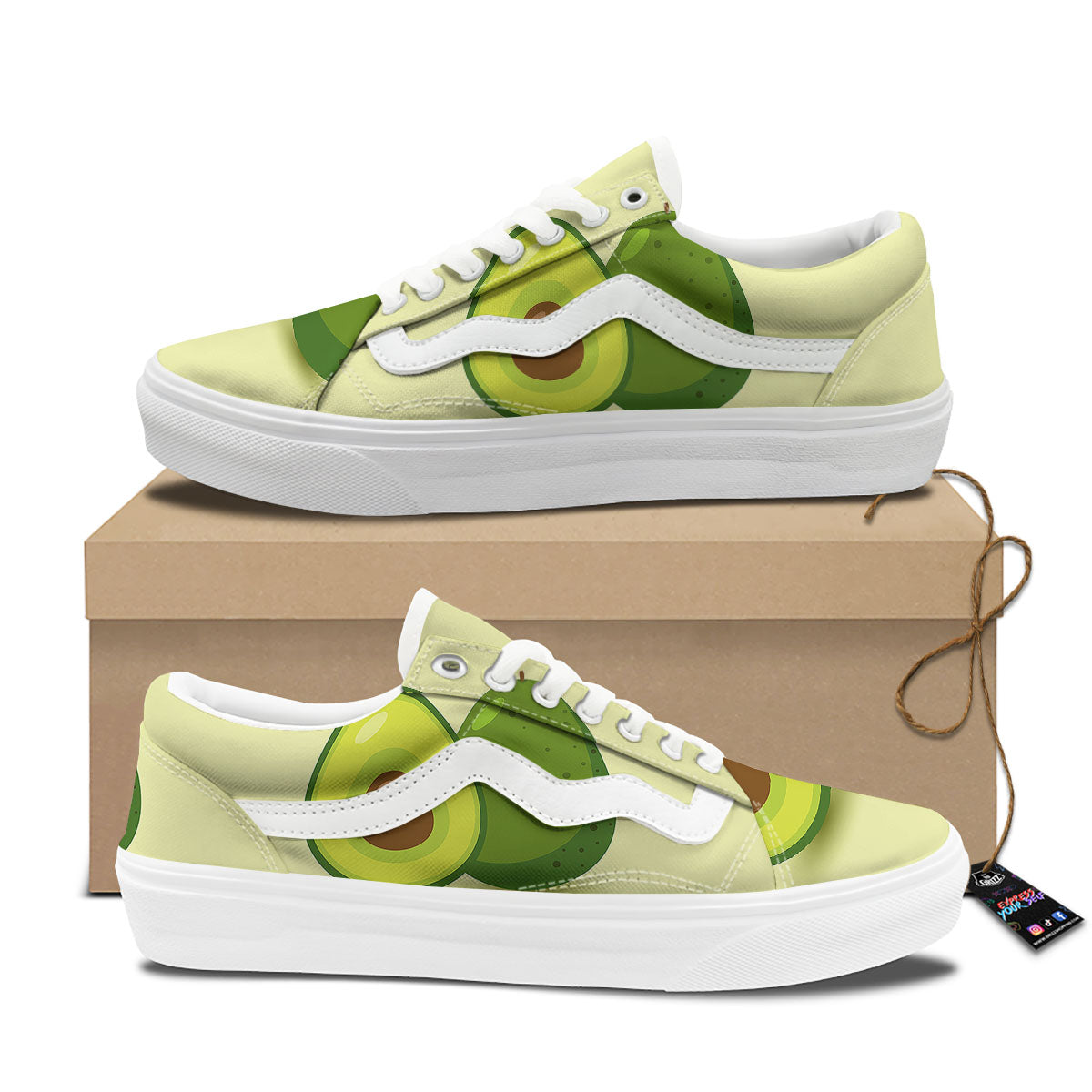 Avocado Green Print Skate Shoes-grizzshop