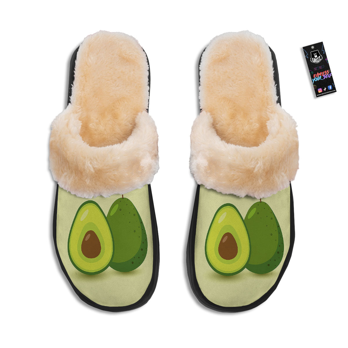 Avocado Green Print Slippers-grizzshop