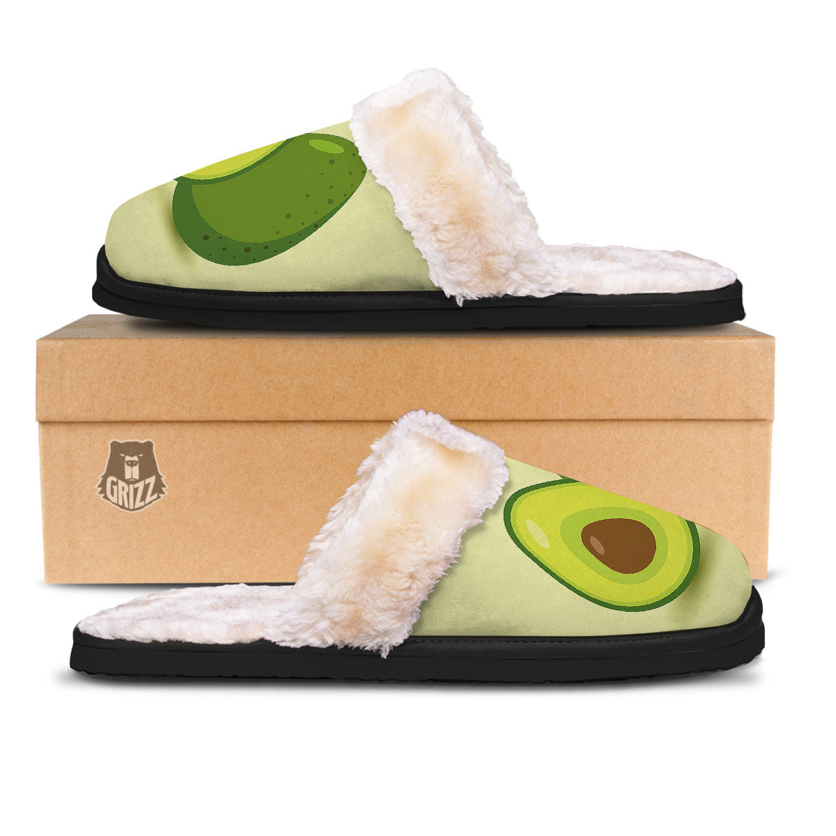 Avocado Green Print Slippers-grizzshop