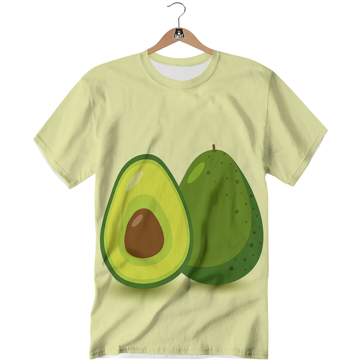 Avocado Green Print T-Shirt-grizzshop