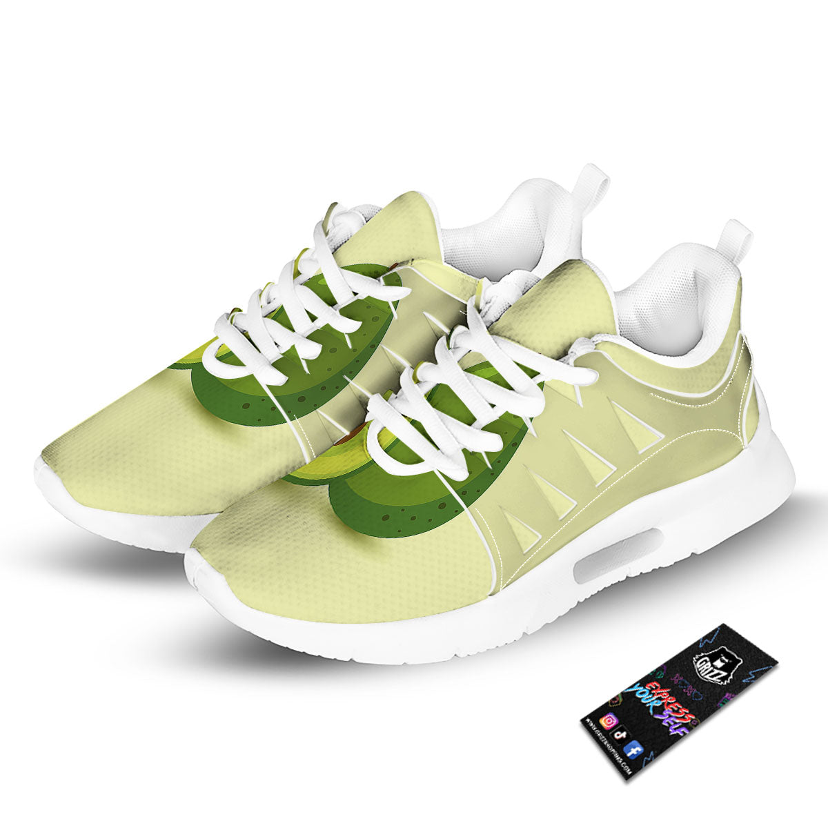 Avocado Green Print Tennis Shoes-grizzshop