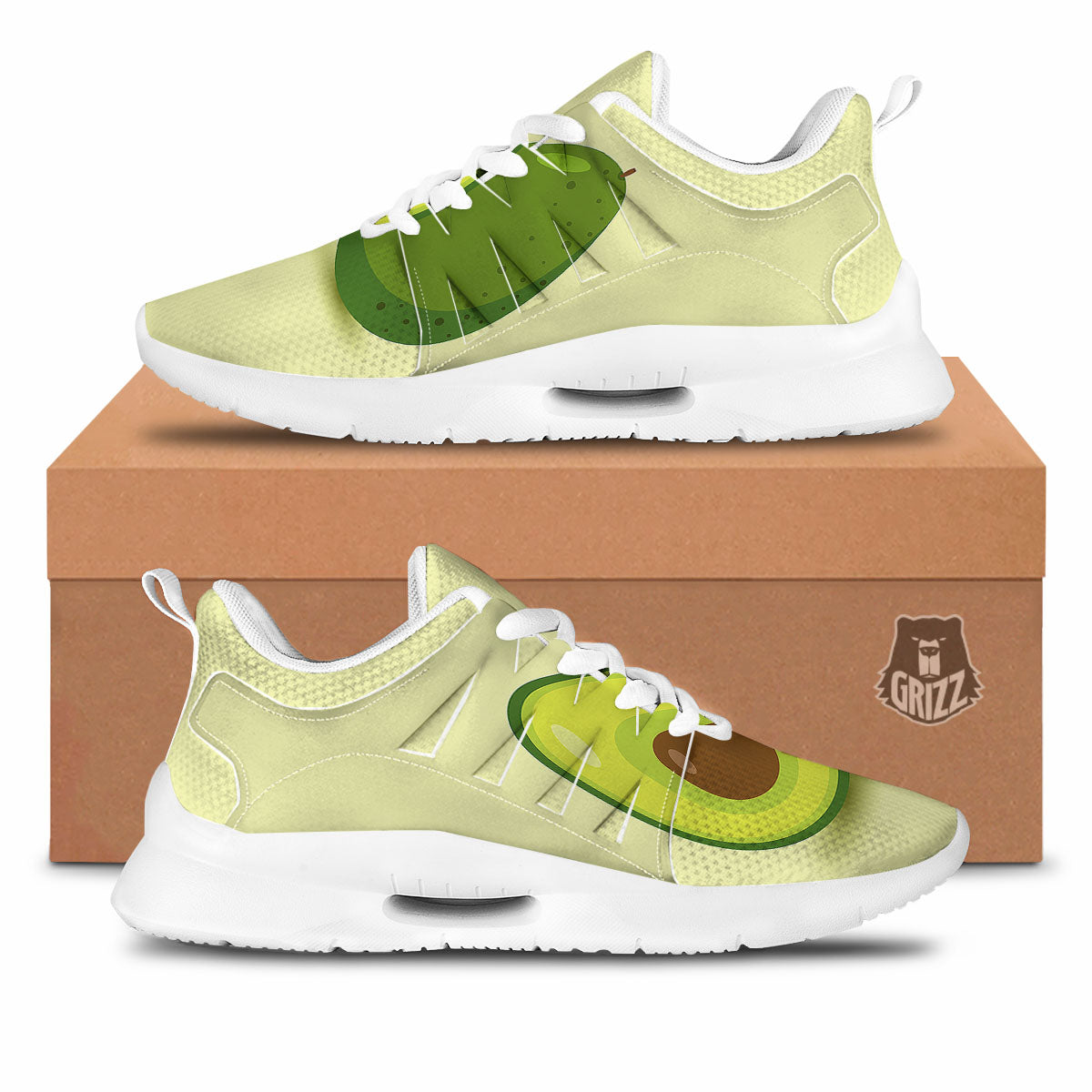 Avocado Green Print Tennis Shoes-grizzshop