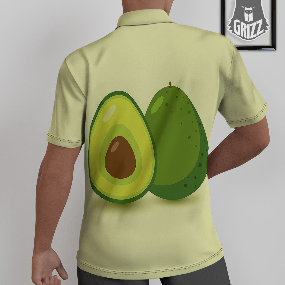 Avocado Green Print Untucked Shirts-grizzshop