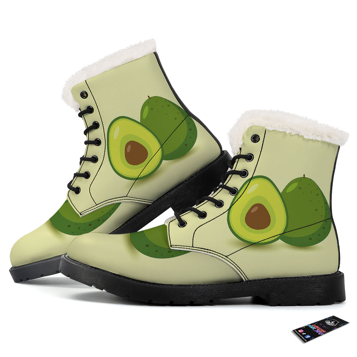 Avocado Green Print Winter Boots-grizzshop