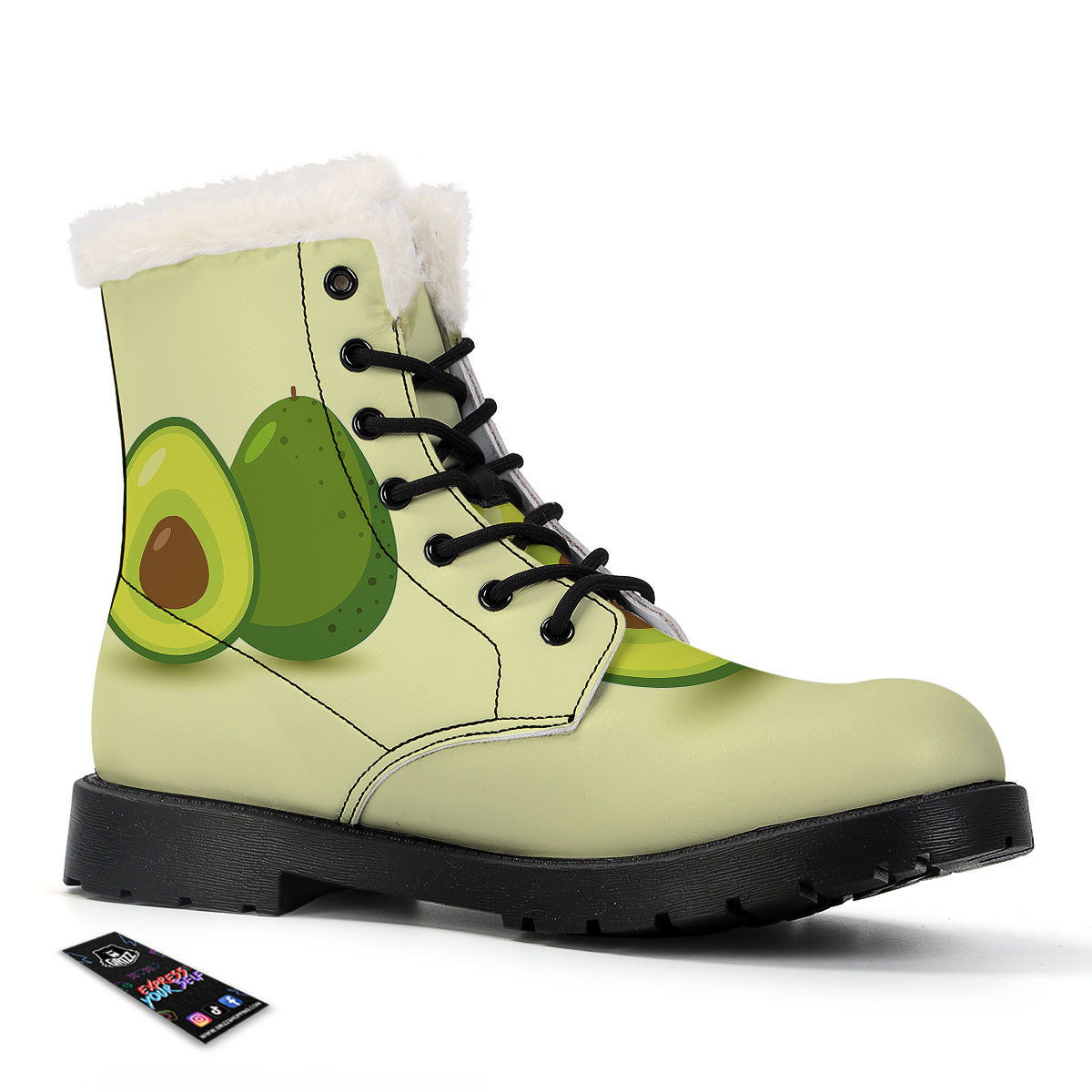 Avocado Green Print Winter Boots-grizzshop
