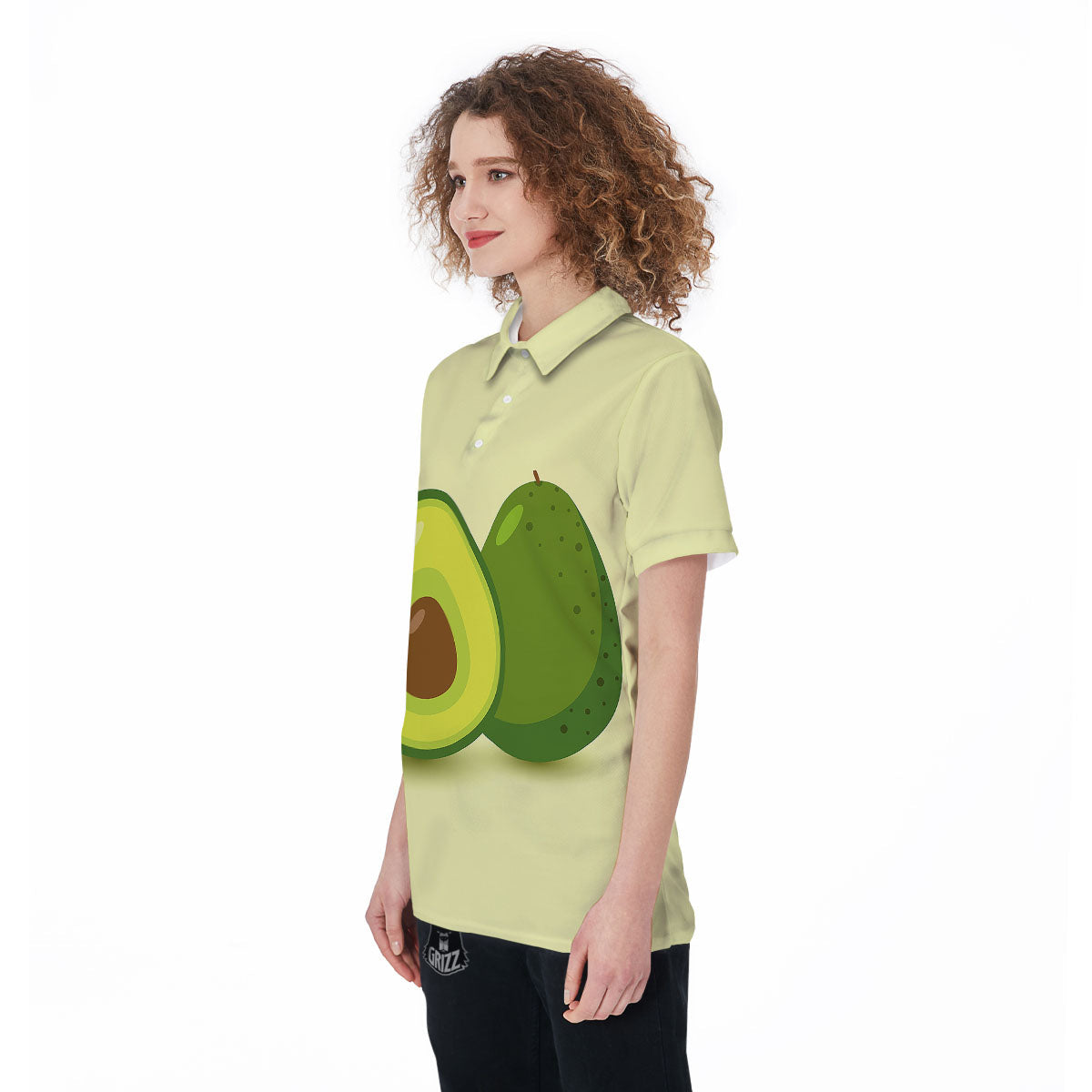 Avocado Green Print Women's Golf Shirts-grizzshop