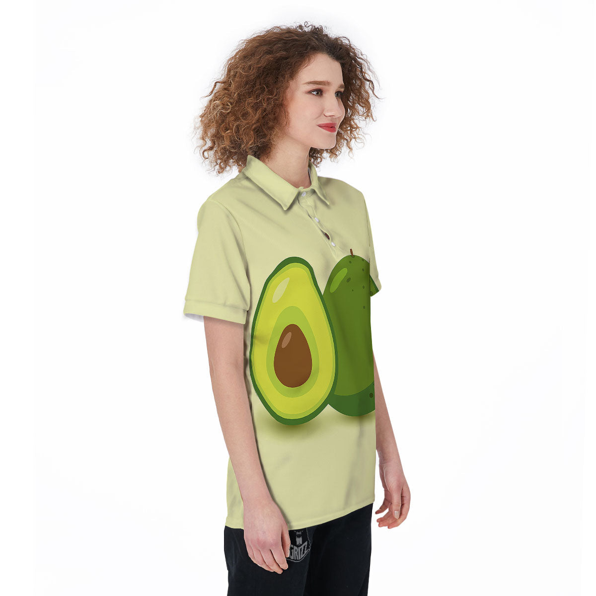 Avocado Green Print Women's Golf Shirts-grizzshop