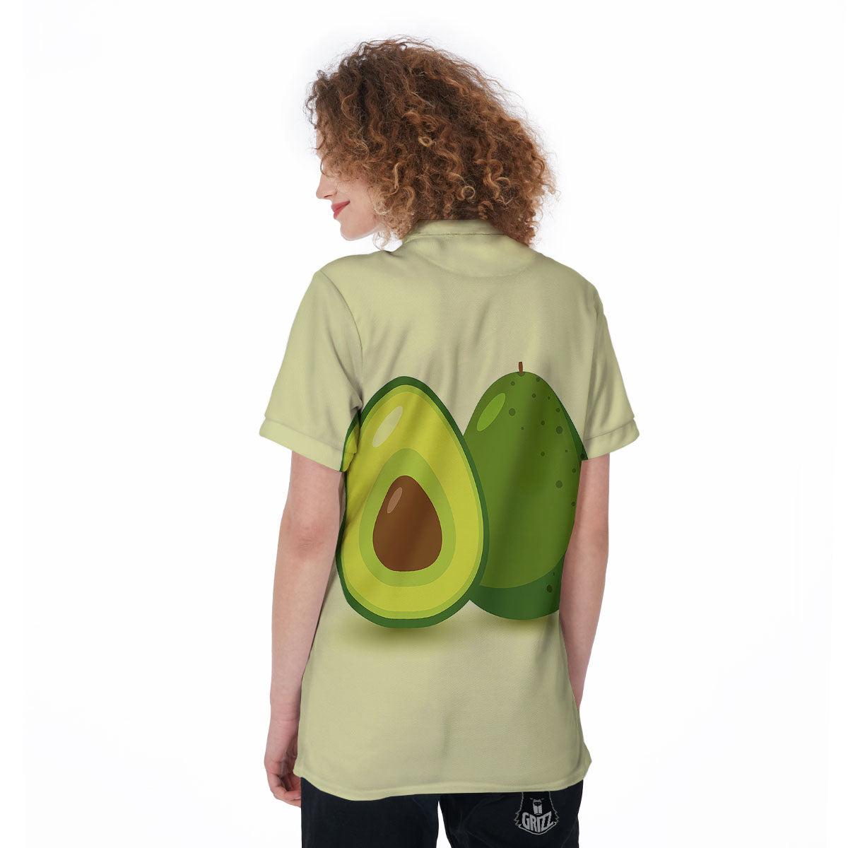 Avocado Green Print Women's Golf Shirts-grizzshop